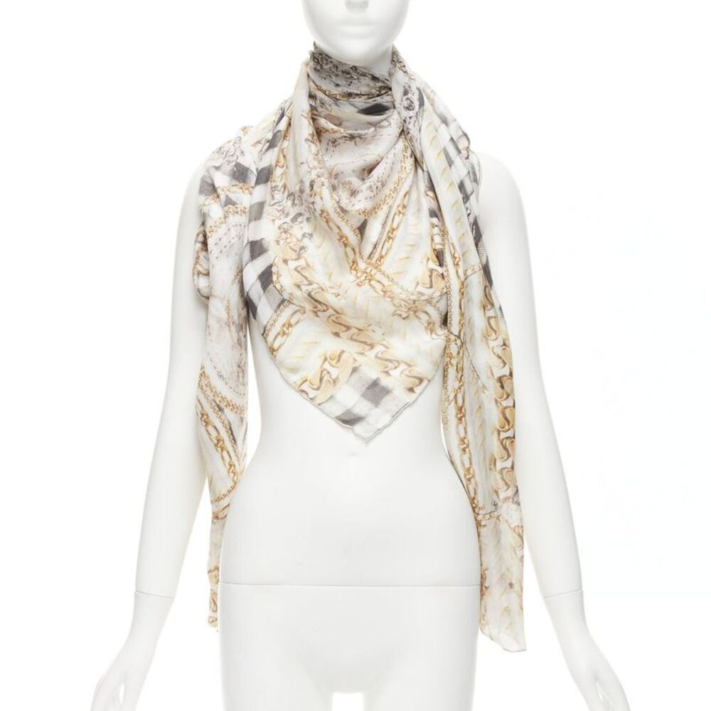 Balmain Cashmere Chain Check Scarf